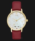 Kate Spade KSW1189SET Metro Zodiac Virgo Mother of Pearl Dial Red Leather Strap-0