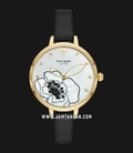 Kate Spade New York KSW1480 Mother of Pearl Floral Dial Black Leather Strap -0