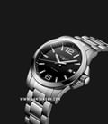 Longines Conquest L37594586 Black Lacquered Polished Dial Stainless Steel Strap-1
