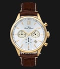 Lucien Piccard LP-28012C-YG02S-BRW Chronograph Silver Dial Brown Leather Strap-0