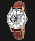 Lucien Piccard LP-28016A-02S-BRW Sevilla II Silver Skeleton Dial Brown Leather Strap-0