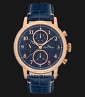 Lucien Piccard LP-28017MF-RG-03BLS Holden Chronograph Blue Dial Blue Leather Strap-0