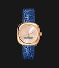 Marc Jacobs The Cushion Watch MJ0120179306 Ladies Rose Gold Dial Blue Leather Strap-0