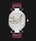 Marc Jacobs MJ1488 Dotty Crystal Pave Bird Motif Dial Red Leather Strap Watch-0