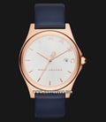 Marc Jacobs Henry MJ1609 Silver Dial Blue Leather Strap-0