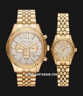 Michael Kors Lexington MK1047 His and Her Crystal Dial Gold Stainless Steel Strap-0