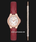 Michael Kors Camille MK1069SET White Dial Red Leather Strap + Extra Bracelet-0