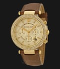 Michael Kors MK2249 Parker Chronograph Gold Dial Brown Leather Strap Watch-0