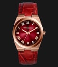 Michael Kors MK2357 Channing Red Leather Rose Gold Stainless Steel Ladies-0