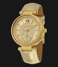 Michael Kors MK2444 Sawyer Champagne Dial Gold Leather Strap Watch-0