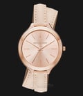 Michael Kors MK2469 Slim Runway Rose Gold Dial Beige Leather Strap Watch-0