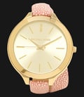 Michael Kors MK2476 Slim Runaway Gold Dial Pink Leather Strap Watch-0