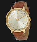 Michael Kors MK2496 Jaryn Gold Tone Dial Brown Leather Strap Watch-0