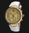 Michael Kors MK2528 Sawyer Gold Dial White Leather Strap Watch-0