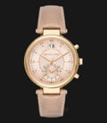 Michael Kors MK2529 Sawyer Chronograph Rose Gold Dial Beige Leather Strap Watch-0