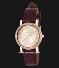 Michael Kors Norie MK2608 Ladies Rose Gold Sunray Dial Brown Leather Strap -0