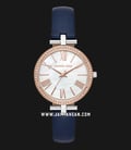 Michael Kors Maci MK2833 Diamond Accents Mother Of Pearl Dial Navy Leather Strap-0