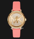 Michael Kors Outlet Addyson MK2964 Ladies Gold Crystal Dial Pink Leather Strap-0