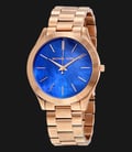 Michael Kors MK3494 Slim Runway Blue Dial Rose Gold Stainless Bracelet Watch-0