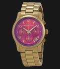 Michael Kors MK5939 Runway Chronograph Iridescent Pink Dial Gold-tone Ladies-0