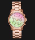 Michael Kors MK6179 Runway Green Pink Dial Rose Gold Stainless Steel Strap Watch-0