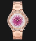 Michael Kors Camille MK7340 Pink Dial Crystal Rose Gold Stainless Steel Strap-0