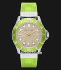 Michael Kors Everest Pave MK7360 Gold Dial Green Embossed Silicone Strap-0
