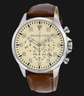 Michael Kors MK8441 Gage Chronograph Beige Dial Brown Leather Strap-0