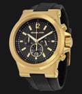 Michael Kors MK8445 Dylan Gold Tone Black Dial Black Silicone Strap Watch -0
