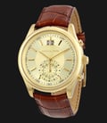 Michael Kors MK8459 Aiden Chronograph Gold Dial Brown Leather Strap Watch-0