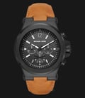 Michael Kors MK8512 Dylan GBlack Ion-Plated Dial Brown Leather Strap-0
