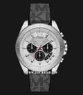 Michael Kors Oversized Brecken MK8922 Chronograph Men Silver Dial Grey Canvas With Leather Strap-0