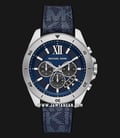Michael Kors Oversized Brecken MK8923 Chronograph Men Blue Dial Blue Canvas With Leather Strap-0