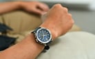 Michael Kors Oversized Brecken MK8923 Chronograph Men Blue Dial Blue Canvas With Leather Strap-7