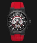 Michael Kors MK9020 Dylan Automatic Black Dial Red Rubber Strap Watch-0