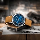 MIDO Multifort M040.407.16.040.00 Patrimony Automatic Blue Dial Brown Patina Leather Strap-3