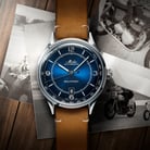 MIDO Multifort M040.407.16.040.00 Patrimony Automatic Blue Dial Brown Patina Leather Strap-4