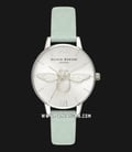 Olivia Burton 3D Bee OB16AM149 Silver Dial Soft Green Leather Strap-0