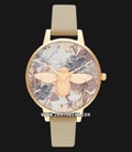 Olivia Burton OB16CS22 Marble Florals 3D Bee Multicolor Dial Soft Brown Leather Strap-0