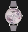 Olivia Burton Bee OB16EM05 Embroidered London Ladies Multicolor Dial Grey Leather Strap-0