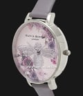 Olivia Burton Bee OB16EM05 Embroidered London Ladies Multicolor Dial Grey Leather Strap-1