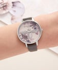 Olivia Burton Bee OB16EM05 Embroidered London Ladies Multicolor Dial Grey Leather Strap-3