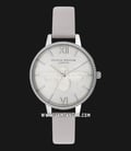 Olivia Burton Bee OB16GD05 Silver Dial Grey Lilac Leather Strap-0