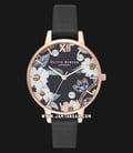 Olivia Burton OB16GSET24 Bejewelled Floral and Pearl Bee Gift Set Motif Dial Black Leather Strap-0