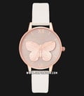 Olivia Burton OB16MB16 3D Butterfly Blush Ladies Dual Color Dial White Leather Strap-0