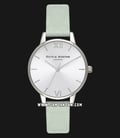 Olivia Burton OB16MD87 Sunray Dial Sage Ladies Silver Dial Light Green Leather Strap-0