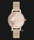 Olivia Burton Watercolour Florals OB16PP40 3D Bee On Dial Rose Gold Mesh Strap-0