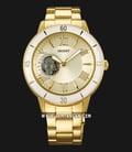 Orient FDB0B003S Ladies Automatic Open Heart Dial Gold Stainless Steel Strap-0