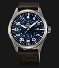 Orient Flieger FER2A004D Silver Automatic Navy Dial Black Leather Strap-0