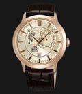 Orient FET0P001W Automatic Multi-Eyes Sun & Moon Gold Dial Brown Leather Strap-0